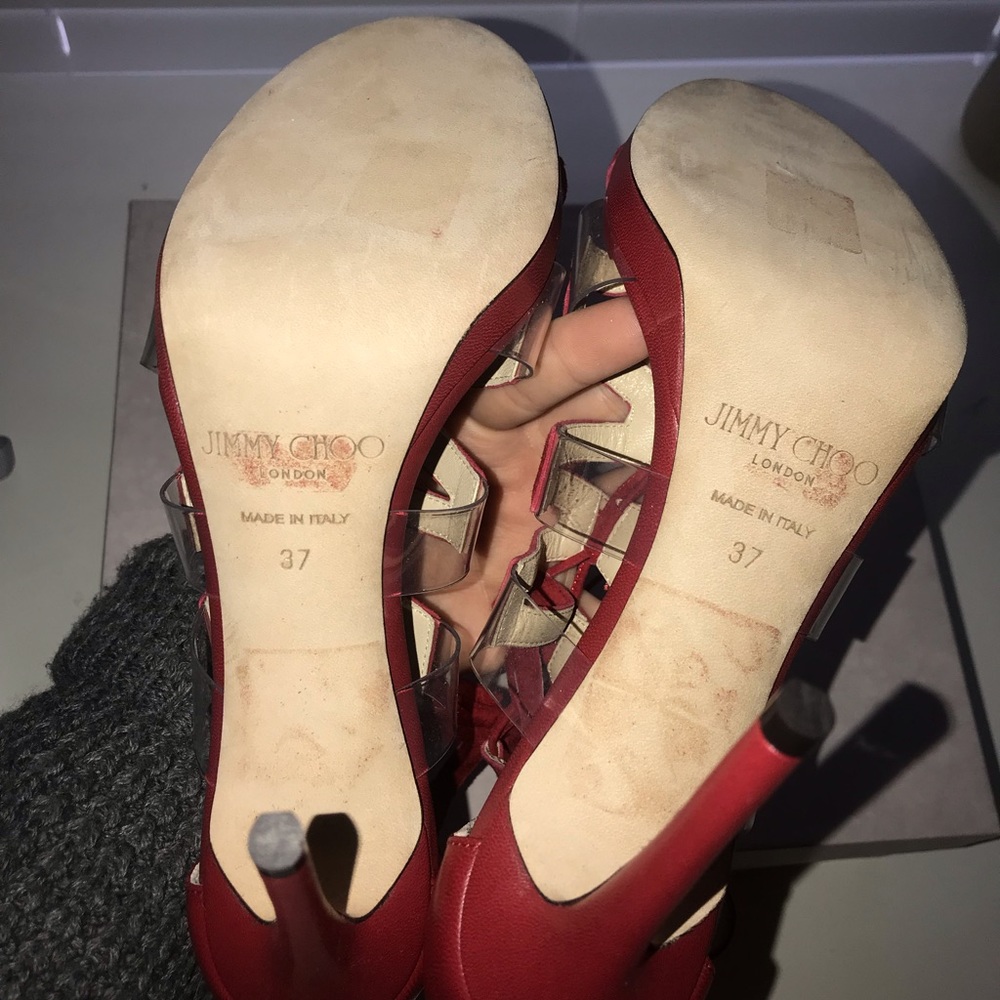 Red strappy jimmy choo heels - Picture 4 of 8